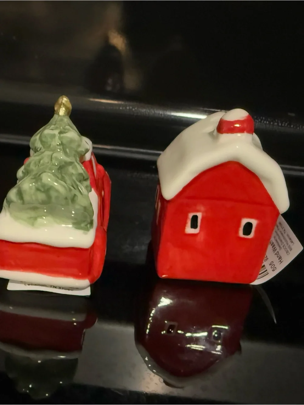 Christmas Red Truck Salt & Barn Pepper Mini Shaker Set Farmhouse Holiday Decor